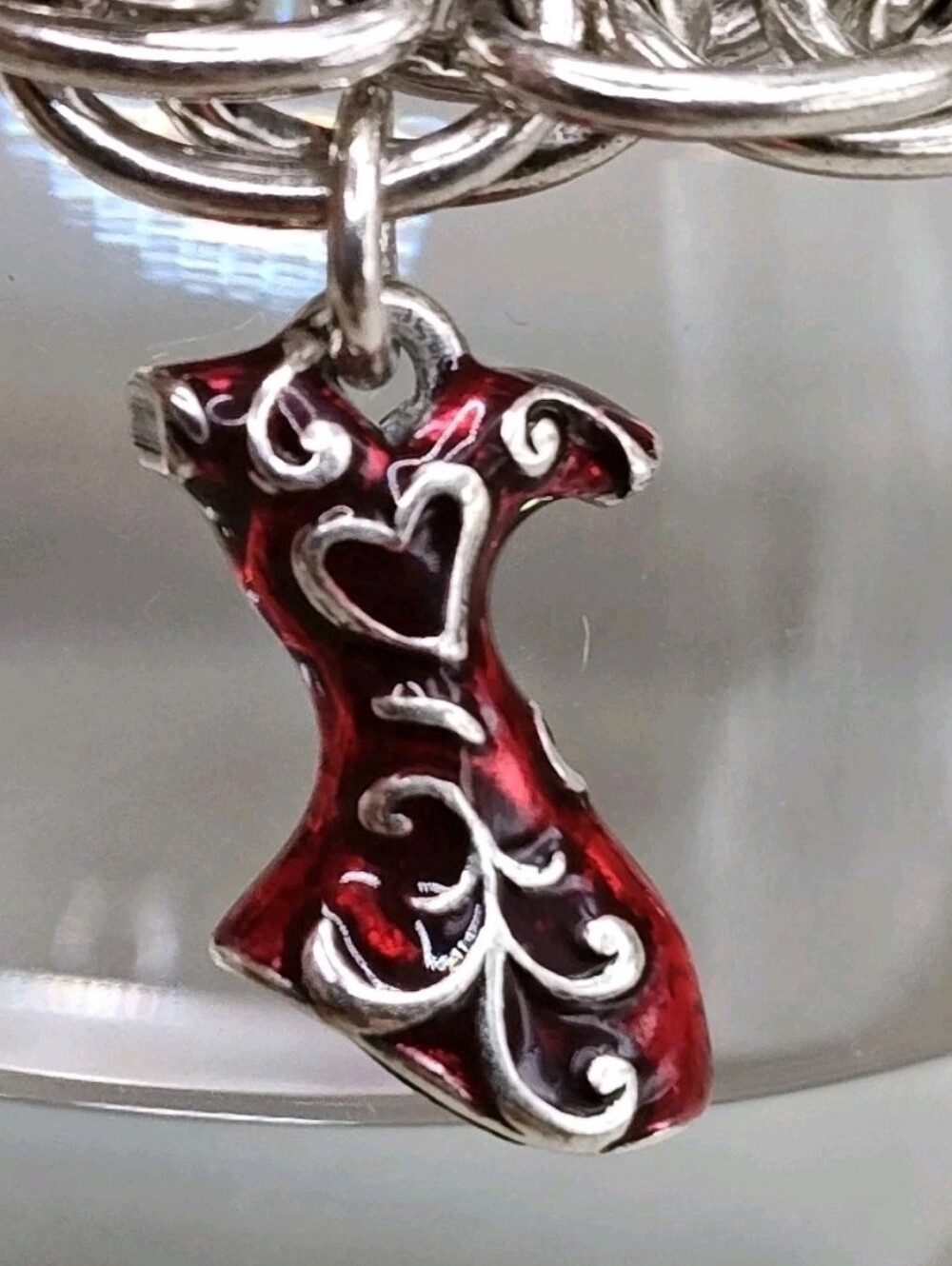 Brighton Charm Bracelet Go Red Enamel Heart Butterfly Silver Plated Rope Chain - Picture 8 of 13